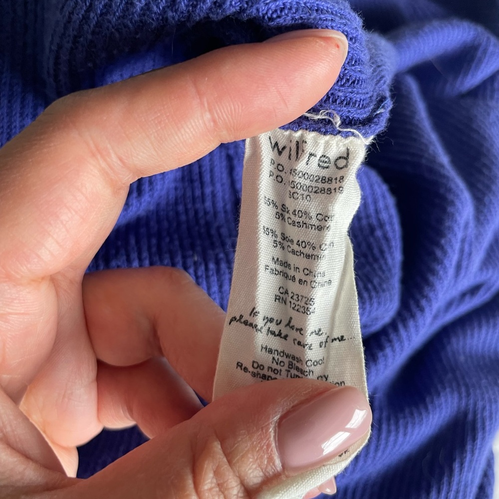 Wilfred Cobalt Blue Cotton / Silk / Cashmere Sweater - Picture 4 of 4